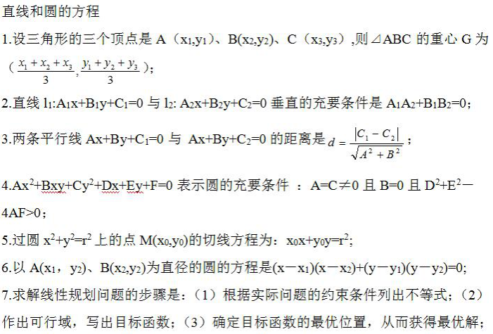 2022年山東成人高考高起點《數(shù)學》考點筆記（5）